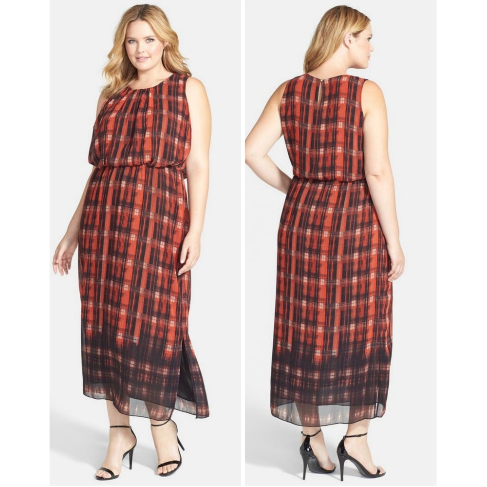 Vince Camuto Plaid Filters Maxi Dress